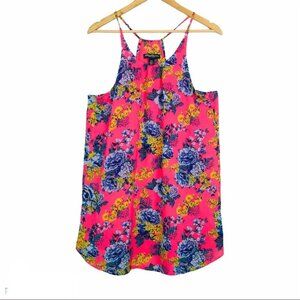 Streetwear Society Coral Pink Boho Fully Lined Sleeveless Floral Mini Dress M
